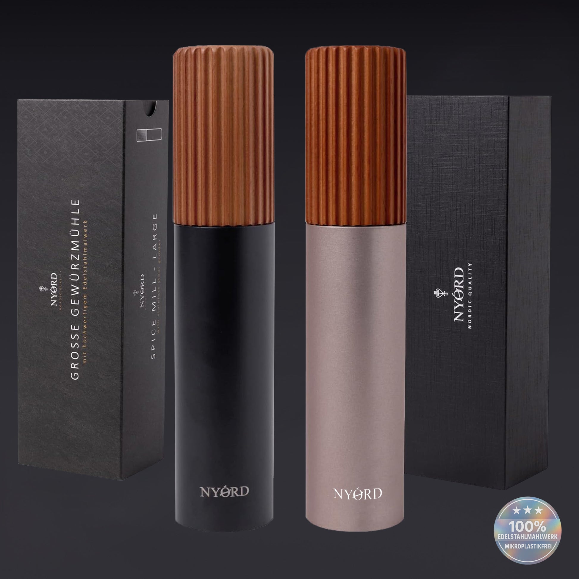 Gewürzmühlen Set Edelstahl mit Geschenkverpackung